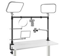 NEEWER Supporto Fotocamera da Tavolo Overhead con Super Clamp a Doppia Testa Sfera/Supporto Telefono per Scatti da Alto, Rig Scrivania Metallo per Multidispositivo per Luce Fotografia, Max 12kg, NK002