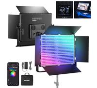 NEEWER Kit Pannello Luce Video LED RGB 150W con Barndoor, 1800 LED, Lente TIR, 42500Lux@0,5m 2500-10000K CRI96+/TLCI97+ Dimmerazione 0%-100%, Controllo APP/2,4G/Pannello/DMX per Illuminazione, AP150C