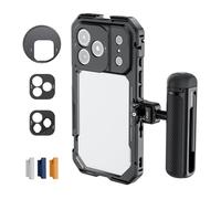 NEEWER Kit Phone Cage Compatibile con iPhone 17 Pro Solo, Accessori Stabilizzatore Video Rig con Anello Filtro 67mm, Backplate per Lente 17mm/T Mount, Grip Bluetooth a Sgancio Rapido, PA143 (Nero)