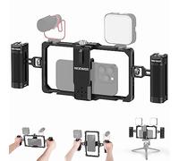 NEEWER Kit Vlogging per Telefono Aggiornato, Stabilizzatore Video, PA009 | Doppie Maniglie, Clip Microfono Wireless, Compatibile con SmallRig iPhone 18 Pro ProMax 17 Pro Max 16 16e Galaxy S25 Ultra
