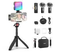 NEEWER Kit Vlogging per Telefono con Luce LED RGB/Microfono Lavalier Wireless/Treppiede Smartphone da Bastone per Selfie, Essenziali per Creatori Contenuti per iPhone Android Podcast YouTube, PA048