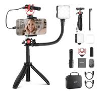 NEEWER Kit Vlogging per Telefono con Luce LED/Treppiede da Viaggio Selfie Stick Tubo Morbido/Microfono USB C per iPhone Android Podcast YouTube Vlogger, Kit Essenziale per Creatori di Contenuti, PA045
