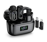 NEEWER KM19 Microfono Wireless da Bavero Compatibile con iPhone/Telefono Android/PC, Batteria 34h Anti Rumore, Supporta l'App NEEWER View, Mini Mic Lavalier USB C per Podcast Riprese Video Streaming