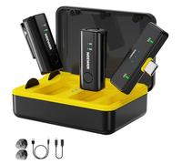 NEEWER KM23 Pro Microfono Lavalier Wireless per iPhone Android Phone Tablet Laptop PC Computer Riprese Video Streaming con Custodia Ricarica Cavo USB C OTG, Mini Mic a Condensatore a Clip, Portata 40m