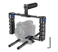 NEEWER Kit di montaggio per videocamera in lega di alluminio con due maniglie superiori, aste da 15 mm, compatibile con Sony A7S III,Sony A6600 Canon EOS R5 R6 DSLR Mirrorless Camera Nero-Blu