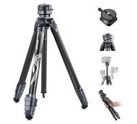 NEEWER LITETRIP LT32 Treppiede da Viaggio in Fibra di Carbonio da 62" con Base Livellante ±15°, Asse Centrale, Piastra QR Arca/Pan 360°, Compatibile con Peak Design Capture V3 (Ex TP62)