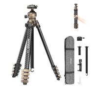 NEEWER LITETRIP Treppiede da Viaggio in Fibra Carbonio con Testa Sfera, Cavalletto Telefono Fotocamera DSLR Tipo Arca da 155cm Compatibile con Piastre PD V3 iPhone, 2 Colonne Centrali, Max 10kg, LT39