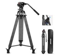 NEEWER LL34 Treppiede Video per Fotocamera in Fibra Carbonio da 78”, Rilascio Rapido in 1 Passo, Testa Fluida a Smorzamento Regolabile, Piastra QR a 2 Modalità, Compatibile con DJI RS 501PL, Max 22lb