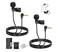 NEEWER LM5 Mini Microfono Lavalier (2 Pezzi), Mic Lav a Condensatore a Clip TRS 3,5mm Cablato 2m con Panno di Pulizia Compatibile con DJI Mic Rode Wireless Go II NEEWER CM28 CM31 Fotocamera
