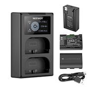 NEEWER LP-E6NH Set Batteria Sostituiva e Caricatori, Compatibile con Canon EOS R7 R5 R6, 5D III IV, 6D II, 7D II, 80D, 90D, 2 Pack 2250mAh Batterie, Caricatore USB Doppio con Schermo LCD, Cavo USB-C
