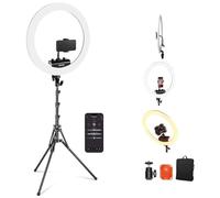 NEEWER Luce ad anello professionale con supporto e supporto per telefono, 18" sottile, 45W 2900K-7000K TLCI98, scatto remoto e controllo app, illuminazione più morbida per make up Live Stream TikTok