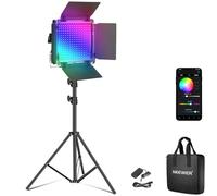 NEEWER Luce video da studio a LED RGB aggiornata con supporto per treppiede, controllo app 50 W 7000 Lx CRI97+ 3200-5600 K dimmerabile pannello kit di illuminazione per lo streaming di giochi e