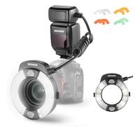 NEEWER Marco Ring Flash 76Ws Compatibile con Sony, Uscita 1-1/128, Luce TTL GN15 5600K con Sync Tendina Anteriore/Posteriore, Gel Colorati, Adattatori Lenti per Illuminazione Macrofotografia, RF1-S
