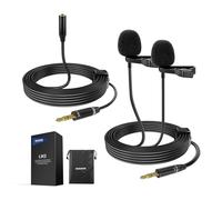Neewer Microfoni Lavalier doppi cablati da 2 m con cavo di prolunga da 4 m, mini clip on a condensatore omnidirezionale microfono lav da 3,5 mm TRS per fotocamera DSLR mirrorless videocamera