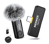 Neewer Lavalier - Sistema microfono wireless, 1 ricevitore USB C con adattatore OTG e 1 trasmettitore a condensatore omnidirezionale a cancellazione del rumore, compatibile con iPhone 16 Pro Max S24