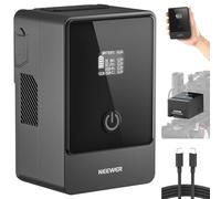 NEEWER Mini batteria V Mount con cavo di tipo C, 6800 mAh 99 Wh 14,5 V batteria V-Lock con schermo OLED/PD 65 W USB-C/D Tap/BP/USB A/DC per fotocamera fotocamera, PS099E