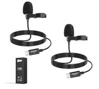 Neewer Mini Microfono Lavalier USB C da 2 Pezzi Compatibile con iPhone 16 15 Pro Max Android Phone Tablet PC, Microfono a Condensatore Omnidirezionale a Clip da Bavero con Cavo da 2m/6.6ft