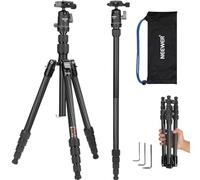 NEEWER Monopiede Treppiede Fotocamera in Fibra Carbonio, 65" DSLR Video Tripod da Viaggio Leggero, Testa Sfera a 360°, Piastra QR Antiscivolo, Asse Centrale Invertito, Gambe Reversibili, Max 6kg, TP39