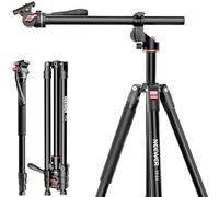NEEWER Monopiede Treppiede Fotocamera Orizzontale Overhead con Testa Fluida e Colonna Centrale Flessibile, 90” DSLR Video Tripod da Viaggio in Metallo, Piastra QR Arca e Gambe Invertite, Max 6kg, TP64