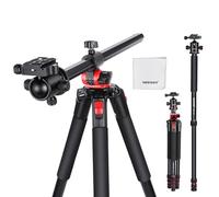 NEEWER Monopiede Treppiede Fotocamera, Tripod Overhead in Alluminio Robusto da 184cm per DSLR Cam Videocamera, Colonna Centrale Orizzontale, Testa Sfera 360° e Piastra QR Arca, Max 15kg, Panno Pulizia