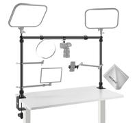 NEEWER NK002 Piattaforma di Supporto Fotocamera Overhead con Portatelefono/2 Teste a Sfera/Bracci/Super Clamp/Panno Pulizia per Mic Webcam, Supporto da Scrivania Multidispositivo Regolabile, Max 12kg