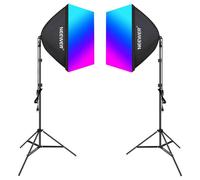 Neewer NK800 Kit 2 Softbox RGB 24W 2700-6500K con Tripodi e Barndoors