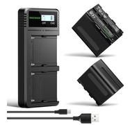 NEEWER NP-F970 Batterie di Ricambio 7800mAh, 2Pz, Caricatore Rapido con LCD e 2 USB C per Sony FX3/FX30/A7, per Canon R5, per Nikon Z8, Handycam, Luce LED, Monitor e Slider Motorizzato NEEWER