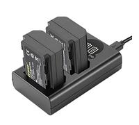 NEEWER NP-FZ100 Kit caricabatterie di ricambio, compatibile con Sony ZV-E10II A9III A7CII ZV-E1 A7III A7IV FX3 FX30 A6700 A1, 2 batterie agli ioni litio da 2280 mAh, caricatore doppio USB con schermo