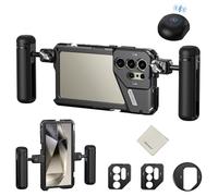 NEEWER PA042 S24 Ultra Phone Cage Video Rig Stabilizzatore+Side Handle a Sgancio Rapido PA045S, Maniglia Bluetooth PA045E, Adattatore Filtri 67mm,Backplate Lente 17mm, Adattatore Lenti T Mount, Panno