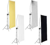 Neewer - Pannello piatto 90 x 180 cm, per riflettere le luci dello studio fotografico, con supporto rotante a 360 gradi e borsa da trasporto - oro/argento e nero/bianco