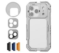 NEEWER Phone Cage Compatibile con iPhone 17 Pro, Accessorio Stabilizzatore Video Rig con Anello Filtro da 67mm, Backplate Lenti da 17mm, Adattatore T Mount, 4 Tappi di Controllo, PA143 (Argento)