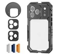 NEEWER Phone Cage Compatibile con iPhone 17 Pro, Accessorio Stabilizzatore Video Rig con Anello Filtro da 67mm, Backplate Lenti da 17mm, Adattatore T Mount, 4 Tappi di Controllo, PA143 (Nero)