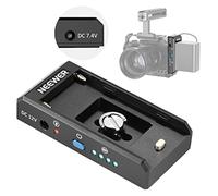 NEEWER Piastra Adattatore per Batteria NP-F con Indicatori LED, DC 12V 5,5x2,5mm Maschio & DC 7,4V 5,5x2,1mm Maschio Output, Compatibile con Batterie Sony NP-F, PS004E