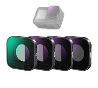 NEEWER PL ND Filter compatibile con GoPro Hero 13 12 11 10 9 nero, 4 pezzi PL ND8 ND16 ND32 HD multistrato sottile filtro polarizzatore a densità neutra per obiettivo accessorio, FL-GP18