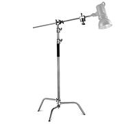 NEEWER Pro Stativo C 100% in Acciaio Inox per Carichi Pesanti con Braccio | Altezza Max 320 cm, Supporto Luci, Braccio 128 cm, 2 Teste di Fissaggio, per Monolight, Softbox e Riflettore da Studio