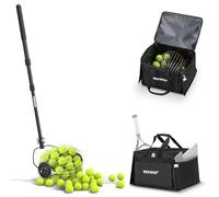 NEEWER Raccoglitore Palline Tennis Superiore con Contenitore, Raccoglitore Telescopico Rotolante per Palline Golf Pickleball, Cesto Portaoggetti in Poliestere per Tennis Golf e Pickleball, TB01S+TB01B