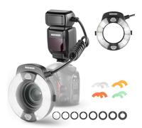 Neewer RF1-S Marco Ring Flash Light Compatibile con fotocamera Sony, 76Ws GN15 5600K TTL, uscita 1-1/128 anteriore/posteriore tenda Sync colore gel anelli adattatore per macro fotografia studio foto