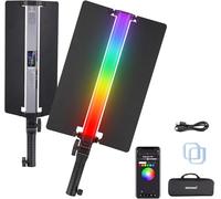 NEEWER RGB2 Bacchetta Luminosa LED RGB+Barndoor Metallo, Maniglia, Controllo Barra Touch/APP/2.4G, Portatile Magnetica Ricaricabile, Luce Tubo per Video/Foto Dimmerabile, 2500K-10000K CRI98+ 18 Scene