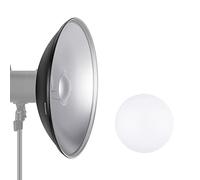 Neewer Riflettore di alluminio standard piatto di bellezza con diffusore bianco Calzino per Bowens Mount Studio Strobe Flash Light VC-400HS VC-300HH VC-300HHLR VE-300/41 centimetri