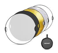 Neewer Riflettore di luce da 130 cm con impugnatura e filettatura da 3/8", diffusore di luce pieghevole 5 in 1, traslucido/argento/oro/bianco/nero per illuminazione fotografica, illuminazione