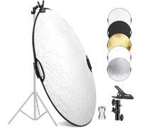 NEEWER 80cm Riflettore Luce con Morsetto e Impugnatura, 5in1 Riflettore Fotografico Multidisco Pieghevole Traslucido/Argento/Oro/Bianco/Nero con Filetto 3/8" per Illuminazione Studio Esterno, RF-80II