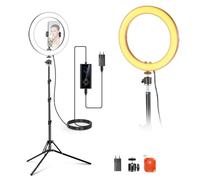 NEEWER Ring Light LED ad Alta Potenza da 10" 20W per Telefono con Stativo 180cm, Bicolore 2900K-7000K, Ingresso PD USB Tipo C,CRI97+ 1660LX/0,5m 12 Scene per Trucco Stream Live Zoom Call TikTok, RH10B