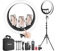 NEEWER Ring Light Professionale con Treppiedi, 19" Luce ad Anello per Streaming Selfie con 3 Supporti Phone, 2.4G e Controllo Touch, Attenuazione all'1%, 3200K-5600K Lampada per TikTok Video, RP19H