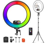 NEEWER RL45C 18'' Ring Light RGB LED Edge Lit 45W con Treppiede Telefono e Telecomando, CRI95+ 3100lux/0,5m 2500K-10000K Colori a 360°, Controllo App/2.4G, Compatibile con iPhone Selfie Trucco e Video