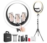 NEEWER RP19H - Anello luminoso da 48,3 cm con treppiede/3 supporti per telefono/panno di pulizia compatibile con iPhone, 2.4G Touch Control LED Ringlight per registrazione video Studio Streaming Zoom