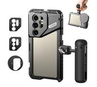 NEEWER S24 Ultra Phone Cage Stabilizzatore con maniglia laterale, adattatore filtro 67 mm, piastra posteriore 17 mm, adattatore obiettivo T Mount, Video Rig compatibile con obiettivi Samsung Moment T