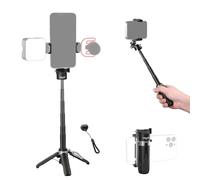 NEEWER Selfie Stick con Otturatore Remoto Bluetooth Rimovibile, Treppiede da Viaggio Leggero Pieghevole per iPhone, Portatelefono a 360° Cold Shoe per YouTube/TikTok Vlog Foto Live Stream, Nero, P15