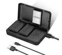 NEEWER Set di 2 Batterie Sostitutive LP-E6 LP-E6N & 1 Custodia di Ricarica USB a 2 Canali, Compatibile con Canon 5D Mark II III 5D Mark IV 5DS/5DS R 60D 6D Mark II 7D 7D Mark II 70D 80D 90D