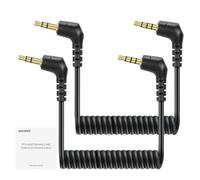 NEEWER Set di 2 Cavi AUX, Cavo a Spirale da TRS Maschio a TRRS Maschio 3.5mm Compatibile con DJI Mic Rode Wireless GO II Hollyland Lark NEEWER Mic CM28 CM31 iPhone iPad Android Tablet Smartphone, LM18