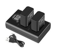 NEEWER NP-FW50 Caricabatterie per Fotocamera Set per Sony ZV-E10, A7, A7R, A7RII, A7II, A7SII, A7S, a6300, a6400, a6500, RX10 Series (2 Pz 1100 mAh, Micro USB e Ingresso Tipo-C Dual Caricabatterie)